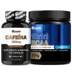 Cafeína 200Mg 60 Caps + Bcaa Em Pó 10:1:1 200G Growth