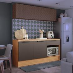 Balcão de Cozinha 190 cm com 2 Portas Melissa Cinza com Freijó