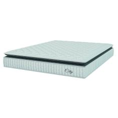 Colchão Casal King Molas Ensacadas City Pillow Top 193x203x23cm Branco / Preto Hellen - Suporta até 110kg por Pessoa