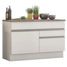 Balcão De Pia Madesa Glamy 120 Cm 1 Porta E 2 Gavetas Branco