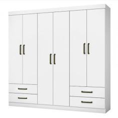 Guarda Roupa Casal Lu 6 Portas 4 Gavetas Carioca Móveis, Branco
