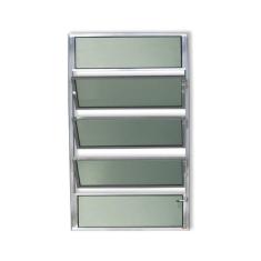 Janela Basculante de Alumínio 100x40cm com Vidro Boreal Anodizado Plus