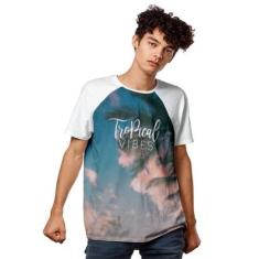 Camiseta Por do Sol Fashion Surf Raglan-Masculino