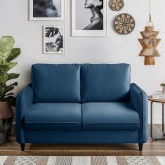 Sofá Orquídea 2 Lugares Em Veludo Azul