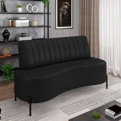 Sofá Living Decorativo 2 Lugares 1,60m Katara Pés De Ferro Pu Preto G33 - Gran Belo