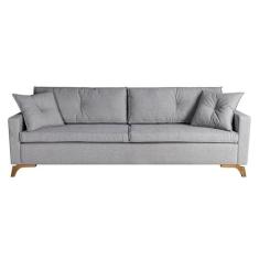 Sofá 3 Lugares Viena Linho Cinza 230 cm - Keva