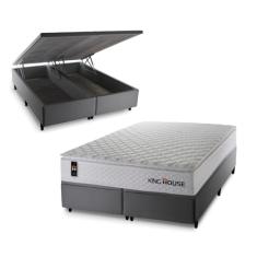 Conjunto Box Baú Cinza New Moon Branco 193x203x73 c/ Molas Ensacadas