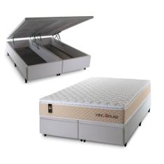 Conjunto Box Baú Branco Alford Bege 193x203x73 c/Molas Ensacadas