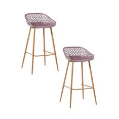 Kit 2 Banquetas Alta Polipropileno e Aço Mônaco Espresso Móveis