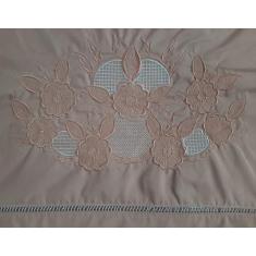 Jogo De Lençol Casal Queen 4 Pecas Bordado Ponto Palito 400 Fios - Bor