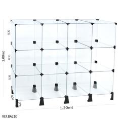 Balcão de Atendimento Modulado em Vidro -1,00 x 1,20 x 0,30