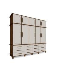 Guarda Roupa Berlim Quarto Casal 5 Portas 12 Gavetas com Maleiro Luapa Móveis