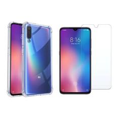 Kit Capa Capinha Protetora Silicone Flexível + Película Vidro Compatível Xiaomi Mi9 Lite com Tela de 6.39" Polegadas