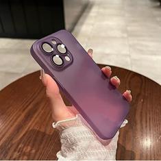 Capa de TPU ultrafina fosca macia para iPhone 14 13 12 11 Pro Max Plus Capa de proteção de lente de silicone transparente, roxa, para iPhone 14Plus