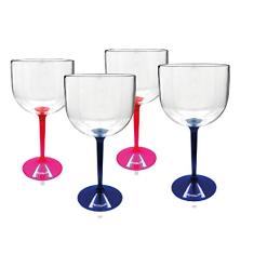 Kit 4 Taças Gin Bicolor Rosa e Azul Acrílico Ps