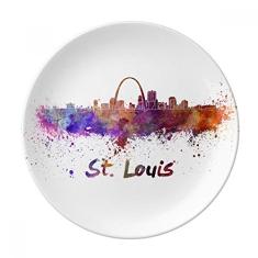 Prato de sobremesa de porcelana decorativa da cidade de St. Louis America com 20,32 cm