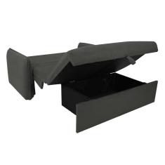 sofá-cama casal com baú 2 lugares zaia suede cinza