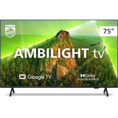 Smart TV LED 75&quot; Philips Ambilight 75PUG7908/78 4K UHD com Wi-Fi, com 4 HDMI, 2 USB, 60Hz, Prata