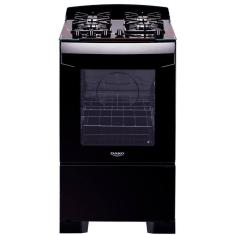 Fogão de Chão 4 Bocas À Gás Mesa Vidro Temperado Grades Ferro Digital Forno Cozinha Moderna Preto