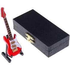 Réplica de guitarra em miniatura de 3,94 "- Mini guitarra elétrica de rock Modelo de madeira Modelos de instrumentos musicais colecionáveis, presentes de abertura de arte Decoração de casa,