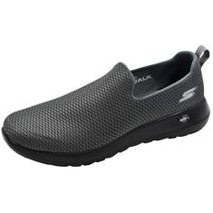 Skechers Tênis masculino Go Max-Athletic Air Mesh sem cadarço, Carvão/Preto, 42