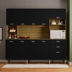 Cozinha Compacta Intense 10 Portas 2 Gavetas Freijó/Nero - Kits Paraná
