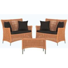 2 Sofás Área e Mesa Igapó Alumínio Pintura Fendi Corda Náutica Estofad