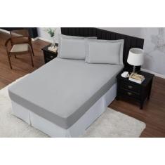 Jogo de Cama Casal Padrão 400 Fios Percal 03 Peças Com Aba, Antiácaro,