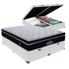 Cama Box Com Baú Queen Blindado + Colchão De Molas Ensacadas - Ortobom