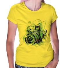 Baby Look Câmera Fotográfica - Foca na Moda, Amarelo, GG