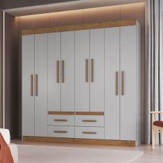 Guarda-Roupa de Casal Las Vegas 8 Portas 4 Gavetas Lunar/Nogueira - Doripel