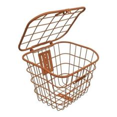 Cesta Cestinha Bicicleta Aro 26 Aramada Marrom Retrô C Tampa