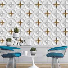 Papel De Parede 3D Cinza E Dourado Quadrados Autocolantes