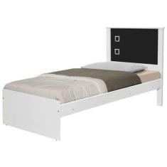 Cama Barcelona Solteiro Branco/preto Com Colchão - Tebarrot