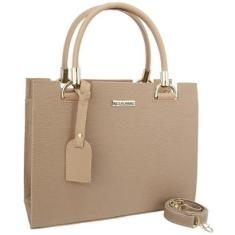 Bolsa Handbag Feminina com Ziper e Alças Fixas e Transversal Removivel-Feminino