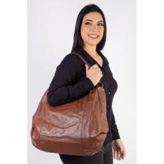 Bolsa saco grande de couro liso Cris-Feminino