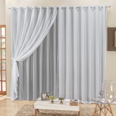 Cortina 2 Mts Sala Quarto Voal e Semiblackout para Varão Cinza