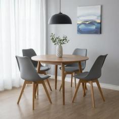 Kit 4 Cadeiras para Sala de Jantar com Base de Madeira Saarinen Cinza 