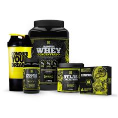 Combo Kimera + Whey Protein + BCAA + Creatina + Coqueteleira-Unissex
