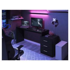 Mesa para Computador Gamer Ambiente drx 5000 Preto Trama - Móveis Leão