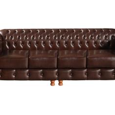 Conjunto De Sofá 4 Lugares E 2 Poltronas Chesterfield Luís Xv Café