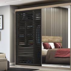 Guarda-Roupa Ripped 2 Portas Carvalho com Espelho Espresso Móveis Carvalho