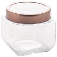 Pote de Vidro com Tampa Metal Rose Gold Lyor 800ml Gastro Porta Mantimentos Potinho