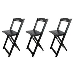 Kit 3 Banquetas Bistrô Dobrável Madeira Personalizada Hei Preta - Tari