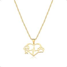 Corrente Cordão Ouro 18k 50cm E Pingente Filho e Pet - Dream Factory J