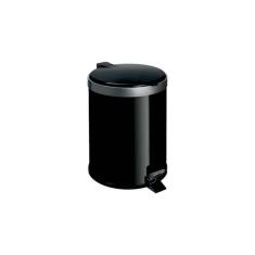Lixeira Com Pedal Preta Com Aro Prata/preto - 12 Litros