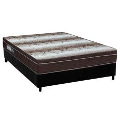Cama Box Casal: Colchão Ortopédico Ortobom Light Ortopillow + Base Crc Suede Black(138X188)