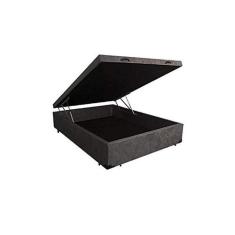 Cama Box Baú Casal em Sued Cinza - 138x188 - RR Colchões