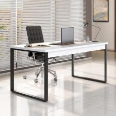 Mesa de Escritório Málaga Branca e Preta 150 cm - Modern