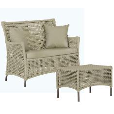 1 Sofá Área e Mesa Igapó Alumínio Pintura Marrom Corda Náutica Estofado Impermeável Almofada 7 Trama